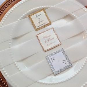 Vellum Wedding Invitation Belly Band with Gold Glitter Monogram, Translucent Belly Band, Personalized Invitation Belly Band with Monogram