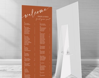 Extra Large Wedding Seating Chart, Terracotta, 6 Foot Seating Chart, Minimalist Wedding Seating Plan, Seating Plan Sign, Guest Seating Sign