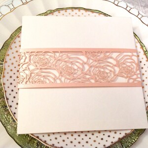 Invito di nozze Belly Band, Laser Cut, Invitation Belly Band, Invitation Card Band, Blush Wedding, Invitation Band, Laser Cut Paper Bands