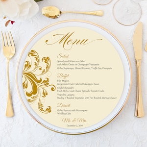 Wedding Menu Cards, Menu Cards, Blush Menu Cards, Round, Circle, Round Menu, Dinner Menu Cards, Menu, Circle, Charger Menu Cards, Party Menu
