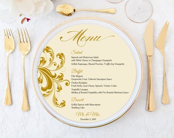 Wedding Menu Cards, Menu Cards, Blush Menu Cards, Round, Circle, Round Menu, Dinner Menu Cards, Menu, Circle, Charger Menu Cards, Party Menu