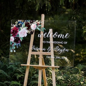 Acrylic Wedding Signs, Welcome Wedding Sign, Welcome Sign, Floral Wedding Sign, Custom Acrylic Sign