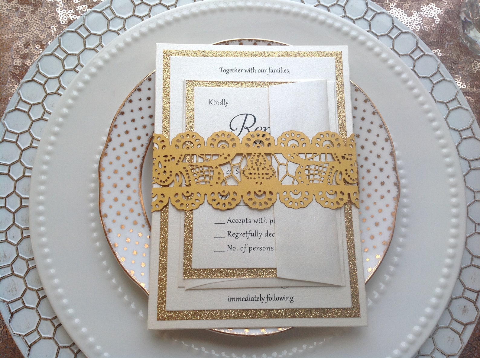 Laser Cut Invitation Belly Band Laser Cut Lace Belly Band Etsy