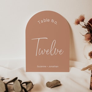 Terracotta Arch Table Number with White Ink Printing