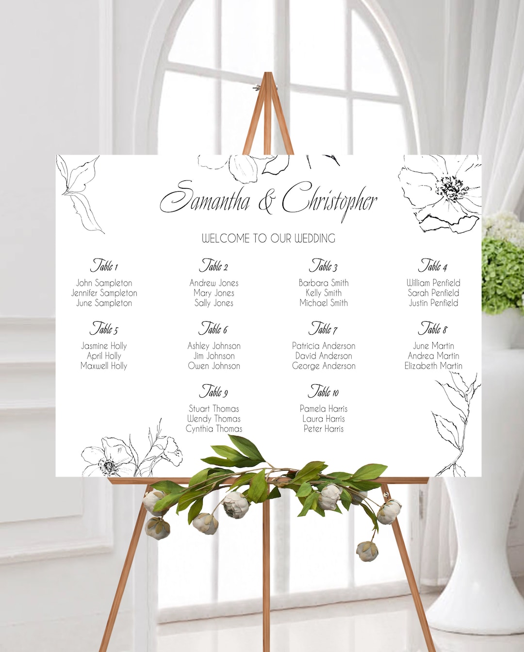 Wedding Seating Chart, Floral Minimalist Seating Plan, Guest Seating ...