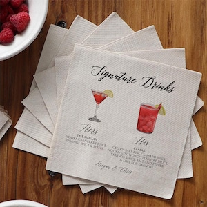 Aangepaste bruiloftsservetten, cocktailservetten, gepersonaliseerde servetten, gepersonaliseerde feestservetten, bruiloftsservetten, set van 50