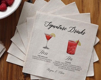 Custom Wedding Napkins, Cocktail Napkins, Personalized Napkins, Personalized Party Napkins, Wedding bar Napkins, Set of 50