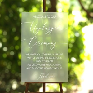 Frosted Acrylic Wedding Signs, Unplugged Ceremony Sign, Welcome Wedding Sign, Minimalist Wedding Sign, Custom Acrylic Sign