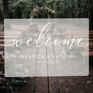 Frosted Acrylic Wedding Signs, Welcome Wedding Sign, Welcome Sign with White Text, Custom Frosted Acrylic Sign, Minimalist Welcome Sign