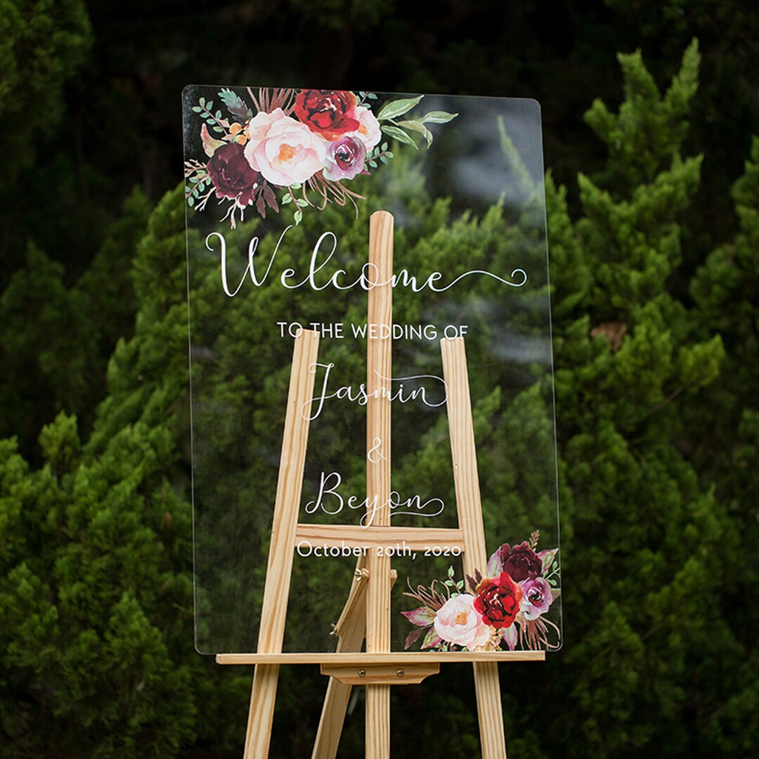 Acrylic Wedding Signs, Wedding Sign, Sign, Floral