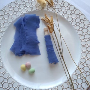 Hand Torn Ribbon Belly Band, Invitation Belly Band, Raw Edge Invitation Band, Dusty Blue
