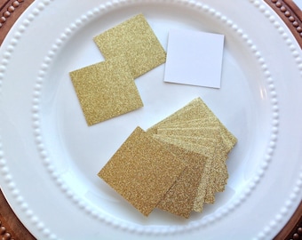Gold Glitter Monogram Tag, Invitation Belly Band Squares, Glitter Paper Squares, Glitter Cardstock, Invitation Monogram, Glitter Tags