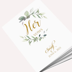 Libros de votos de boda, folletos de renovación de votos, tarjetas de votos de hojas de corona verde, libros de votos nupciales, libros de votos de novio. Votos personales para la boda