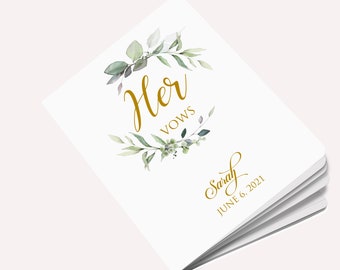 Wedding Vow books, Vow renewal booklets, Green Wreath leaves Vow Cards, Bridal Vow Books, Groom Vow Books. Personal Vows for wedding