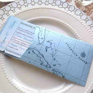 Ziel Hochzeitseinladung, Boarding Pass Einladung, Reise Hochzeit, Flugzeug-Ticket-Einladung