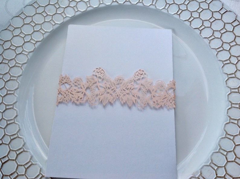 Wedding Invitation Belly Band Black Laser Cut Paper Bands Etsy