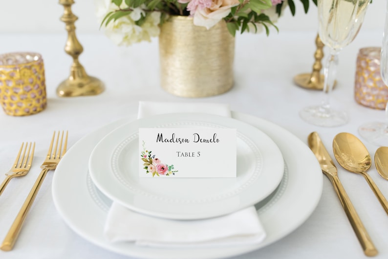Watercolor Wedding Place Cards Floral Place Cards Wedding Escort Cards