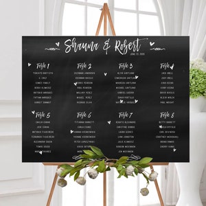 Chalkboard Seating Chart, Chalkboard Printed Seating Plan, Wedding Seating Chart, Wedding Seating Poster image 2