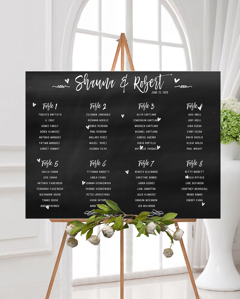 Chalkboard Seating Chart, Chalkboard Printed Seating Plan, Wedding Seating Chart, Wedding Seating Poster image 2