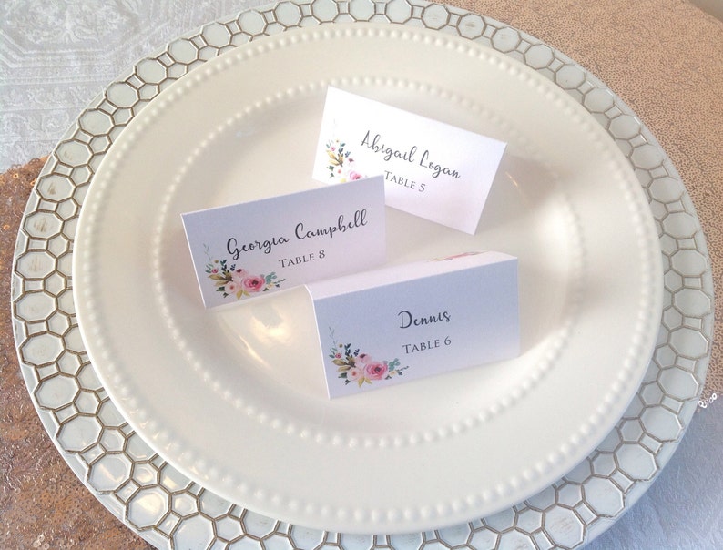 Watercolor Wedding Place Cards Floral Place Cards Wedding Escort Cards