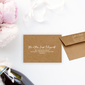 Kraft Envelope Addressing Service, Printed Envelopes, Digital Calligraphy, White Ink Printing, Wedding Guest Address Printing