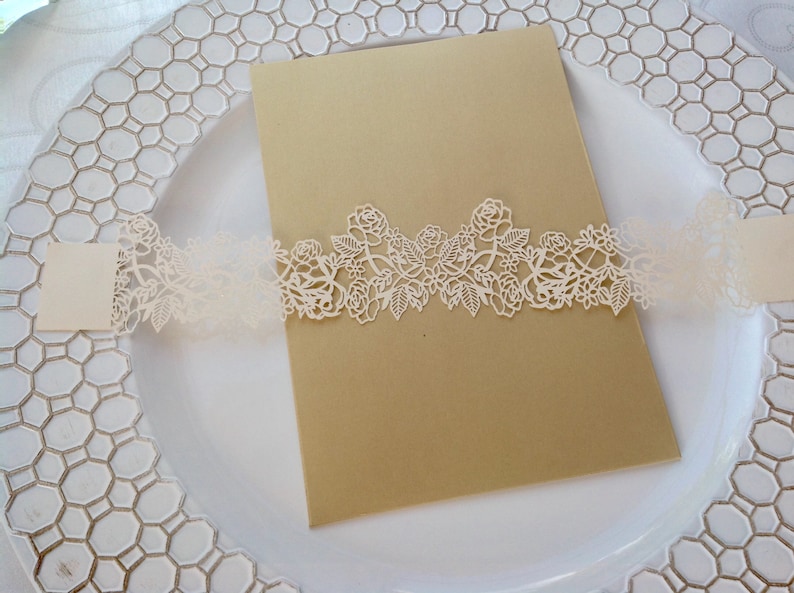 Wedding Invitation Belly Band Black Laser Cut Paper Bands Etsy