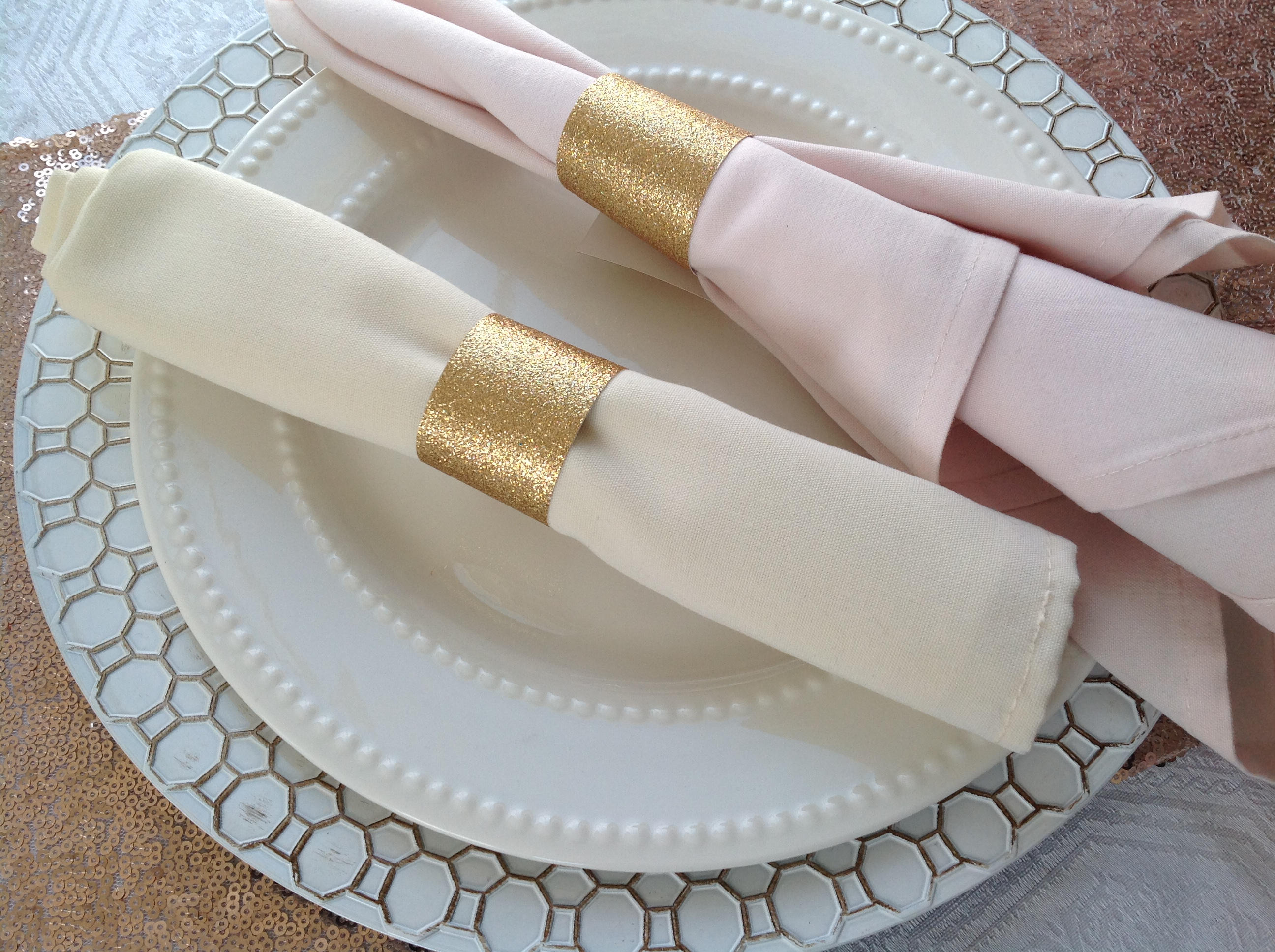 Chair Sash Sparkling Bows for Napkins Tablecloth Hangnuo 120 PCS Rhinestone Gold Napkin Rings for Wedding Reception Baby Shower Party Decoration Curtain 