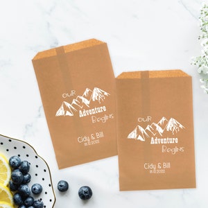 Kraft Favor Bags, Encre Blanche, Sacs en papier cadeau, Sacs personnalisés, Sacs buffet de bonbons, Favor Treat Bags