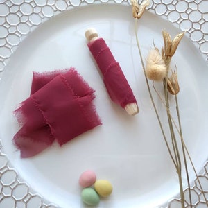 Hand Torn Ribbon Belly Band, Invitation Belly Band, Raw Edge Invitation Band, Bourgogne, Marsala