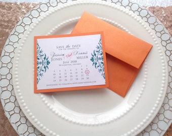 Set of 25 Save the Date Wedding Calendar Cards with free Guest & Return addressing, Wedding Announcement, Envelope Addressing, personalized