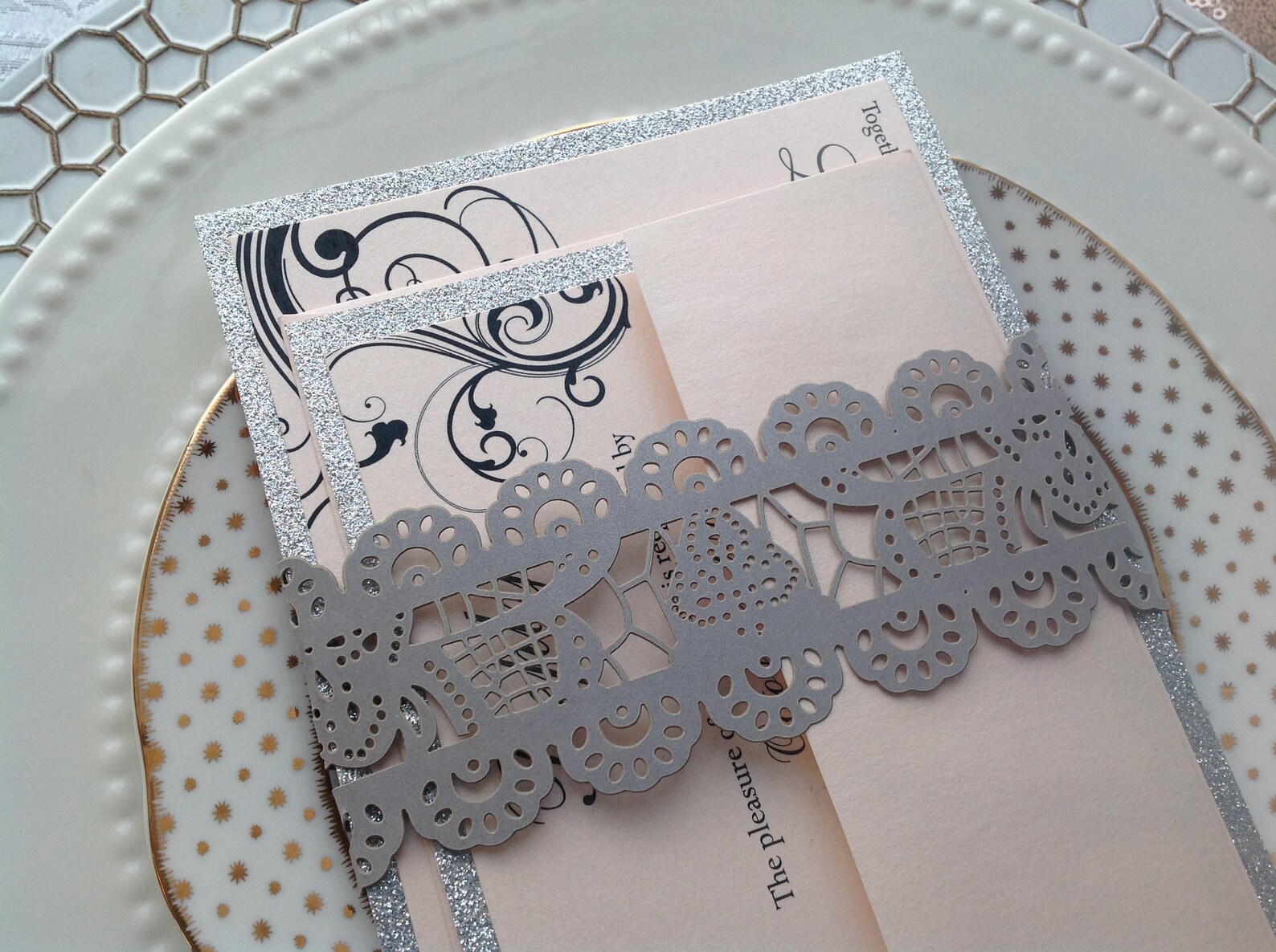 Laser Cut Invitation Belly Band Laser Cut Lace Belly Band Etsy