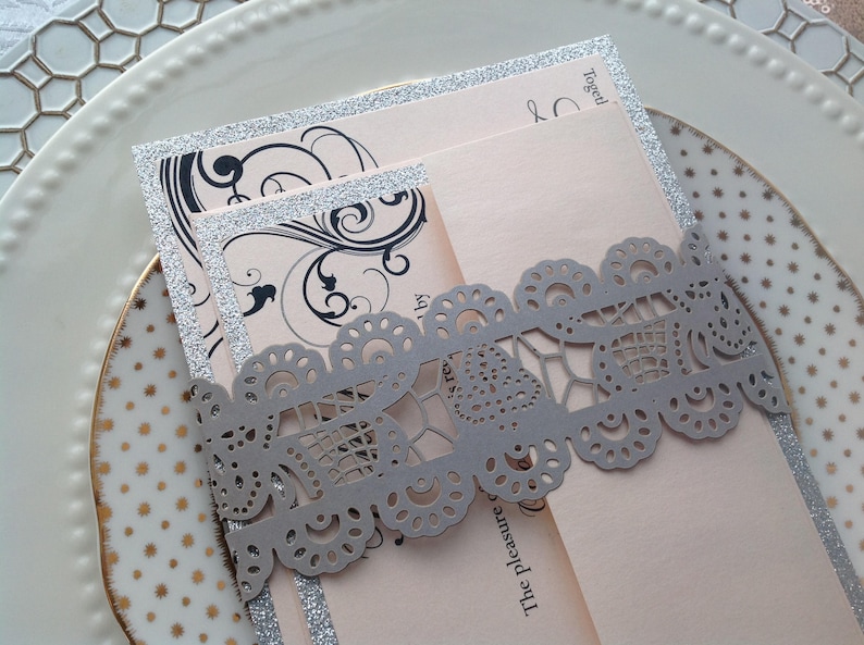 Laser Cut Invitation Belly Band Laser Cut Lace Belly Band Etsy