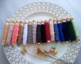 Hand Torn Chiffon Ribbon, Frayed Edge Bouquet Ribbon, Bridal Decor