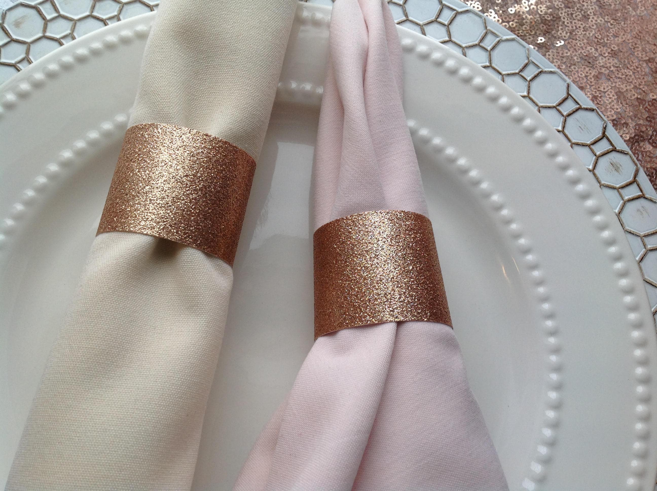 Napkin Rings Rose Gold Glitter Cardstock Wedding Napkin Etsy Canada