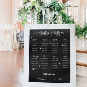 Chalkboard Seating Chart, Chalkboard Printed Seating Plan, Wedding Seating Chart, Wedding Seating Poster image 4