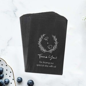 Bolsas de regalo negras, tinta blanca, bolsas de papel para regalo, bolsas personalizadas, bolsas para bufé de dulces, bolsas de regalo, 6 x 9 pulgadas