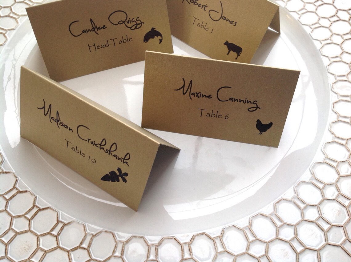 Escort Cards Meal Choice Place Cards Wedding Place Cards Etsy