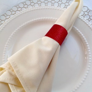 Glitter Napkin Rings, Red, Valentines Dinner Napkin Rings, Party Napkin Rings, Red Napkin Rings, Table Decor, Napkin Holder Rings