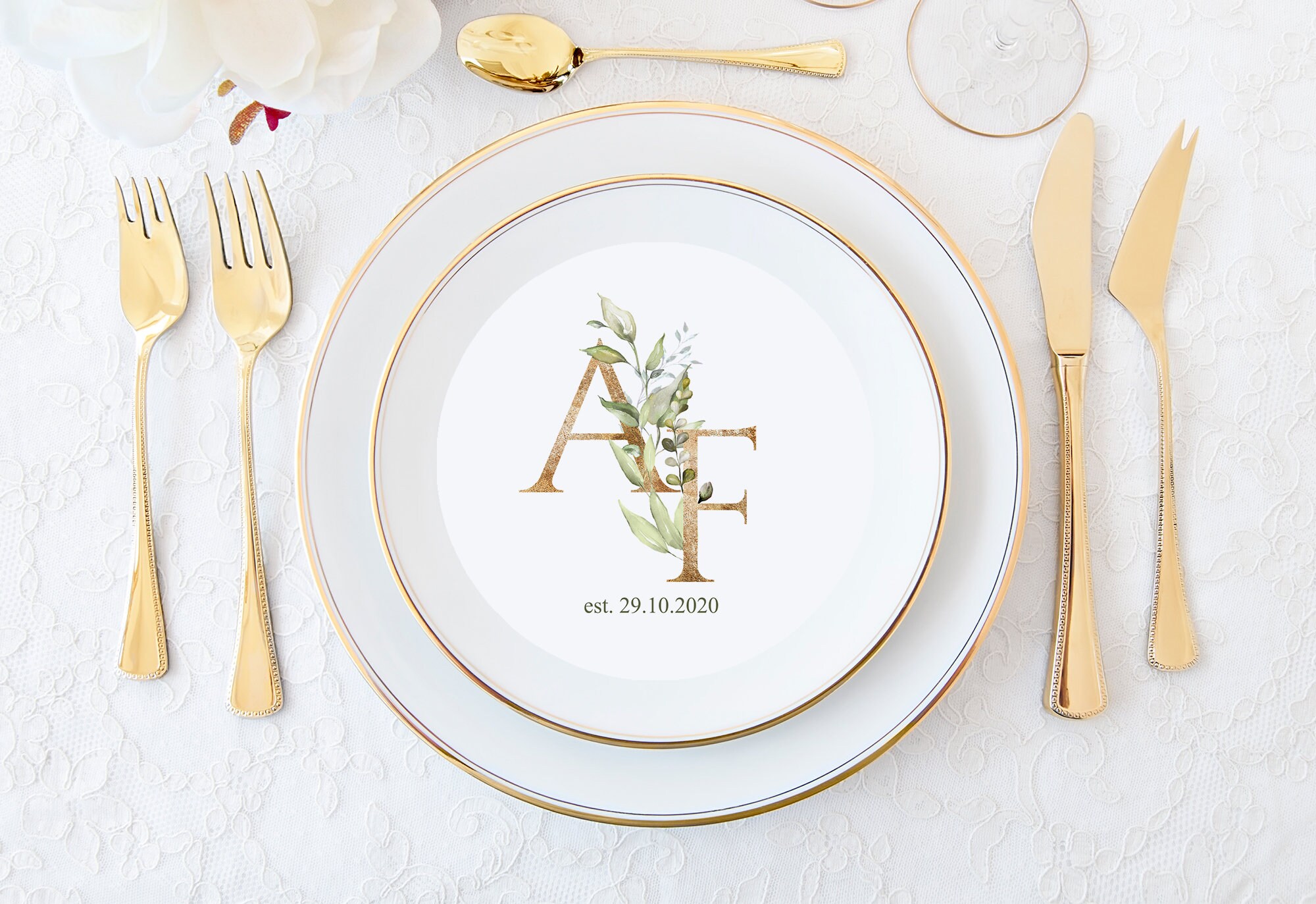 Table Monogrames Wedding Monogram for Table Setting, Monogram Round Cards for Dinner ...