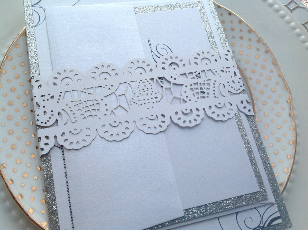 Laser Cut Invitation Belly Band, Laser Invitation Card Wrap, Wedding