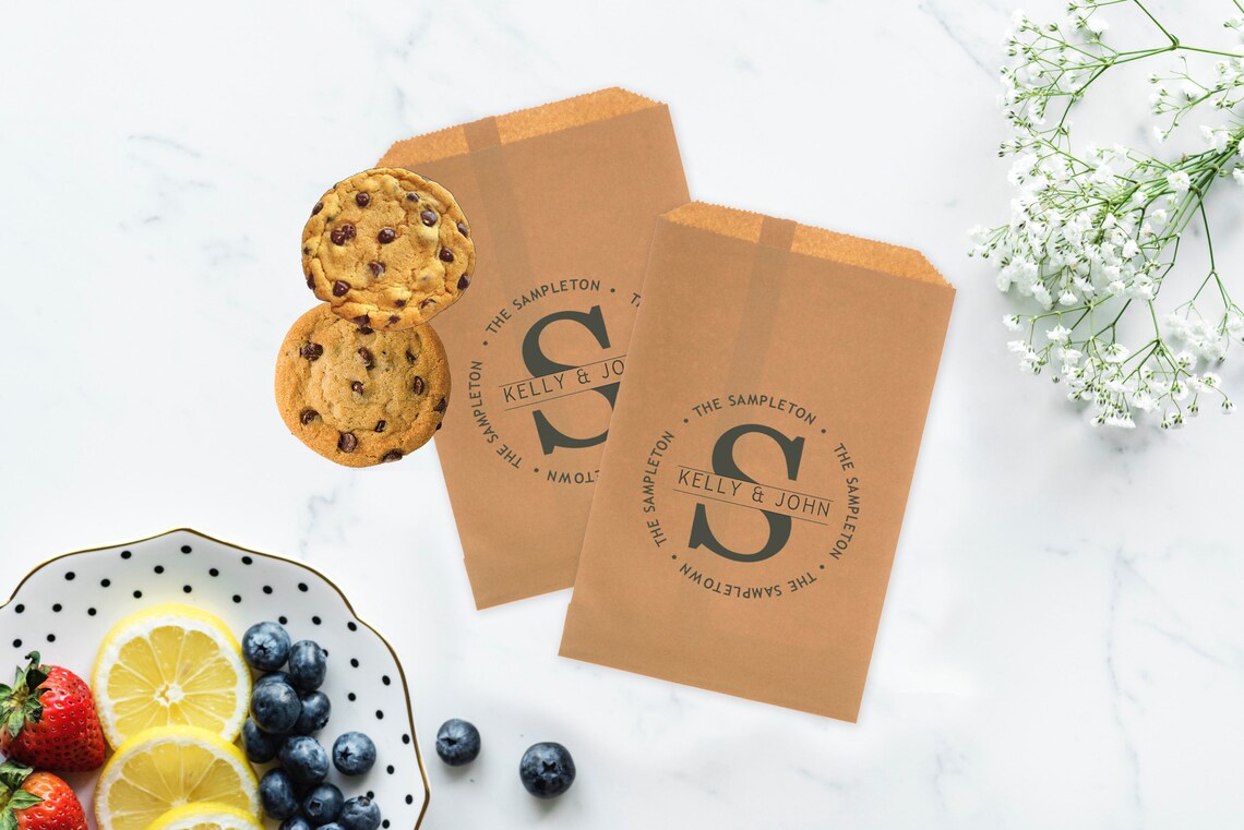 Monogram Cookie Bag Custom Favor Bags Gift Paper Bags Etsy