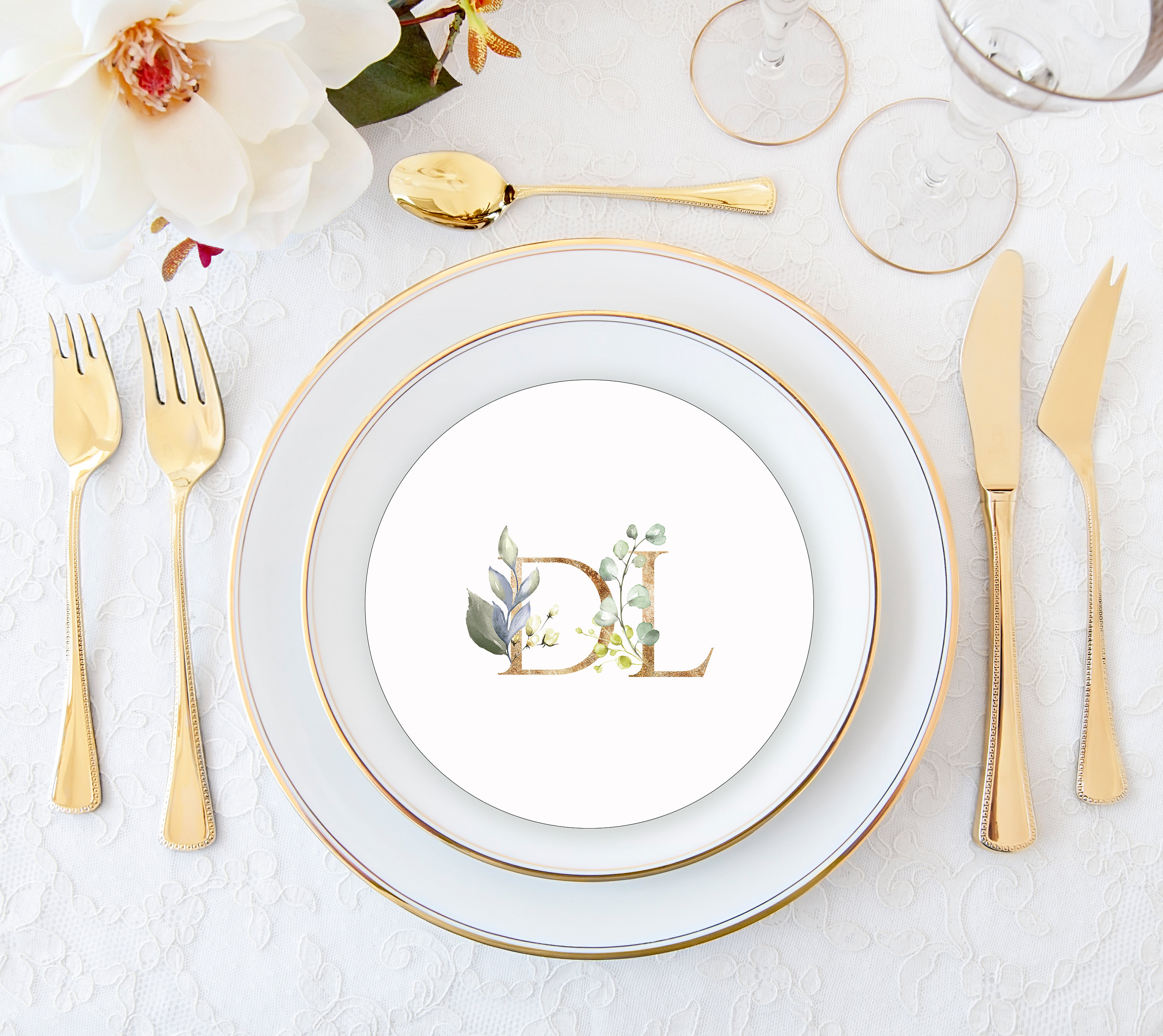 Table Monogrames Wedding Monogram for Table Setting, Monogram Round Cards for Dinner ...