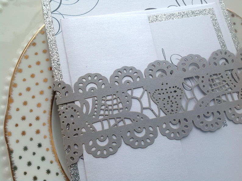 Laser Cut Invitation Belly Band Laser Cut Lace Belly Band Etsy
