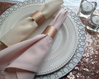 Napkin Rings, Rose Gold Glitter Cardstock, Wedding Napkin Rings, Party Napkin Rings, Bling Napkin Rings, Rehearsal Dinner Napkin Rings