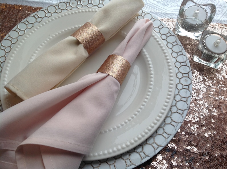 Napkin Rings Rose Gold Glitter Wedding Napkin Rings Party Etsy