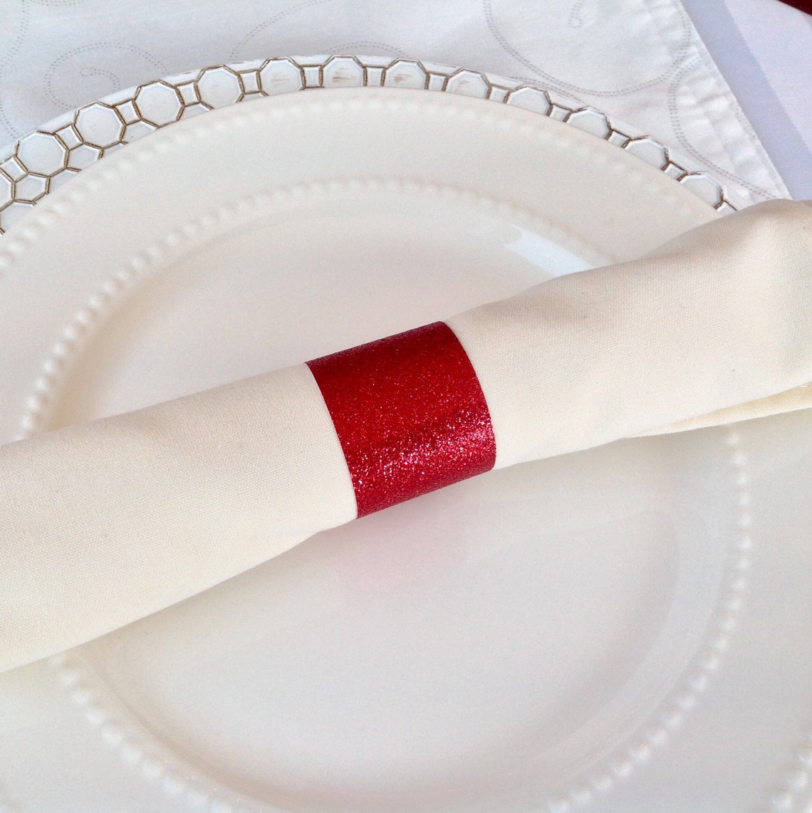 Glitter Napkin Rings Red Valentines Dinner Napkin Rings Etsy