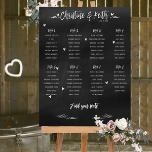 Chalkboard Seating Chart, Chalkboard Printed Seating Plan, Wedding Seating Chart, Wedding Seating Poster image 3