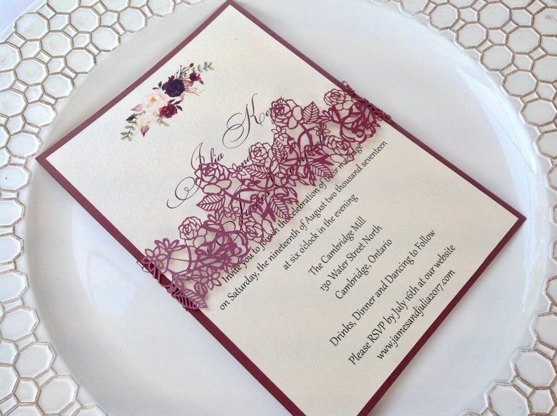 Wedding Invitation Belly Band Black Laser Cut Paper Bands Etsy