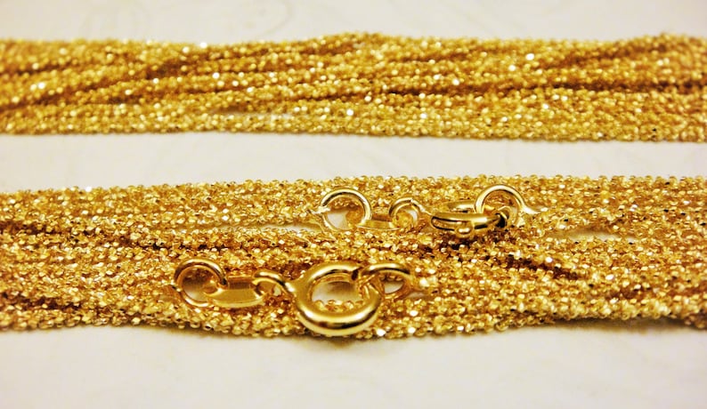 18k gold over 925 Sterling Silver Chain Diamond Cut Rope 1.4mm 18inch chain 18inch vermeil diamond cut chain Vermeil