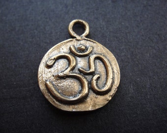 solid bronze Om charm, Bronze om , Yoga findings
